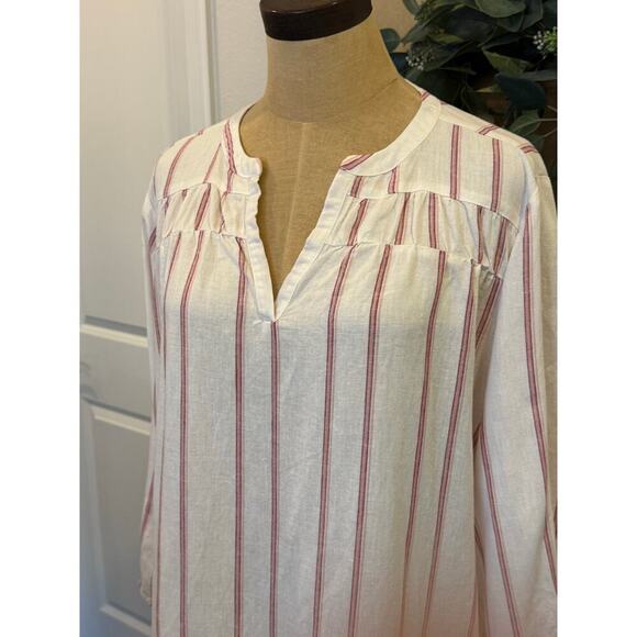 SPLENDID Linen Blend Pink Striped Boho Top Shirt Blouse Women size XL - Picture 2 of 8